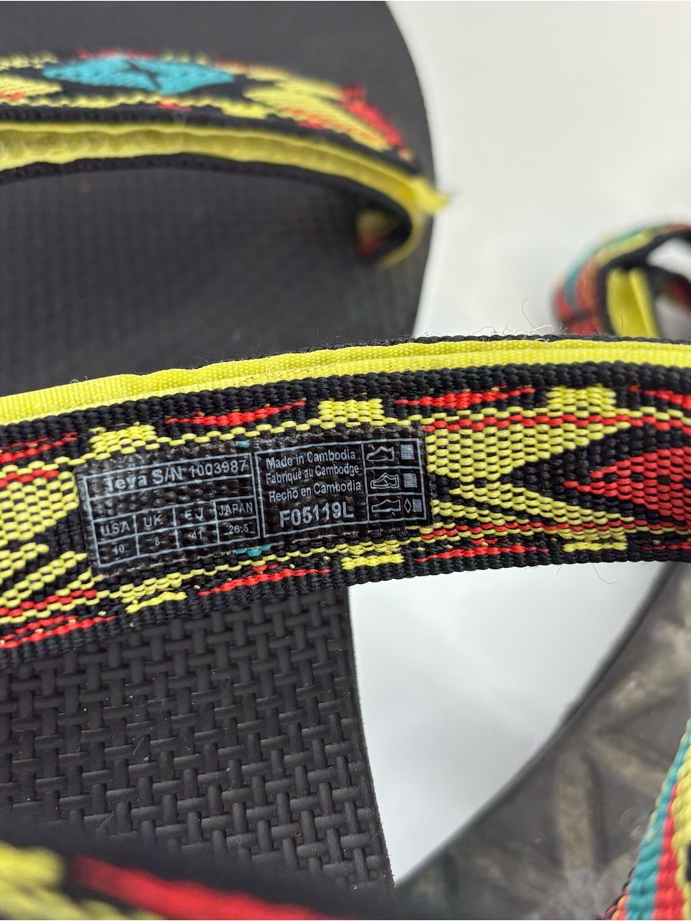 Teva Original Universal Women’s Sandals Diamond Aurora Print Sz 10 Boho Colorful - Picture 7 of 7